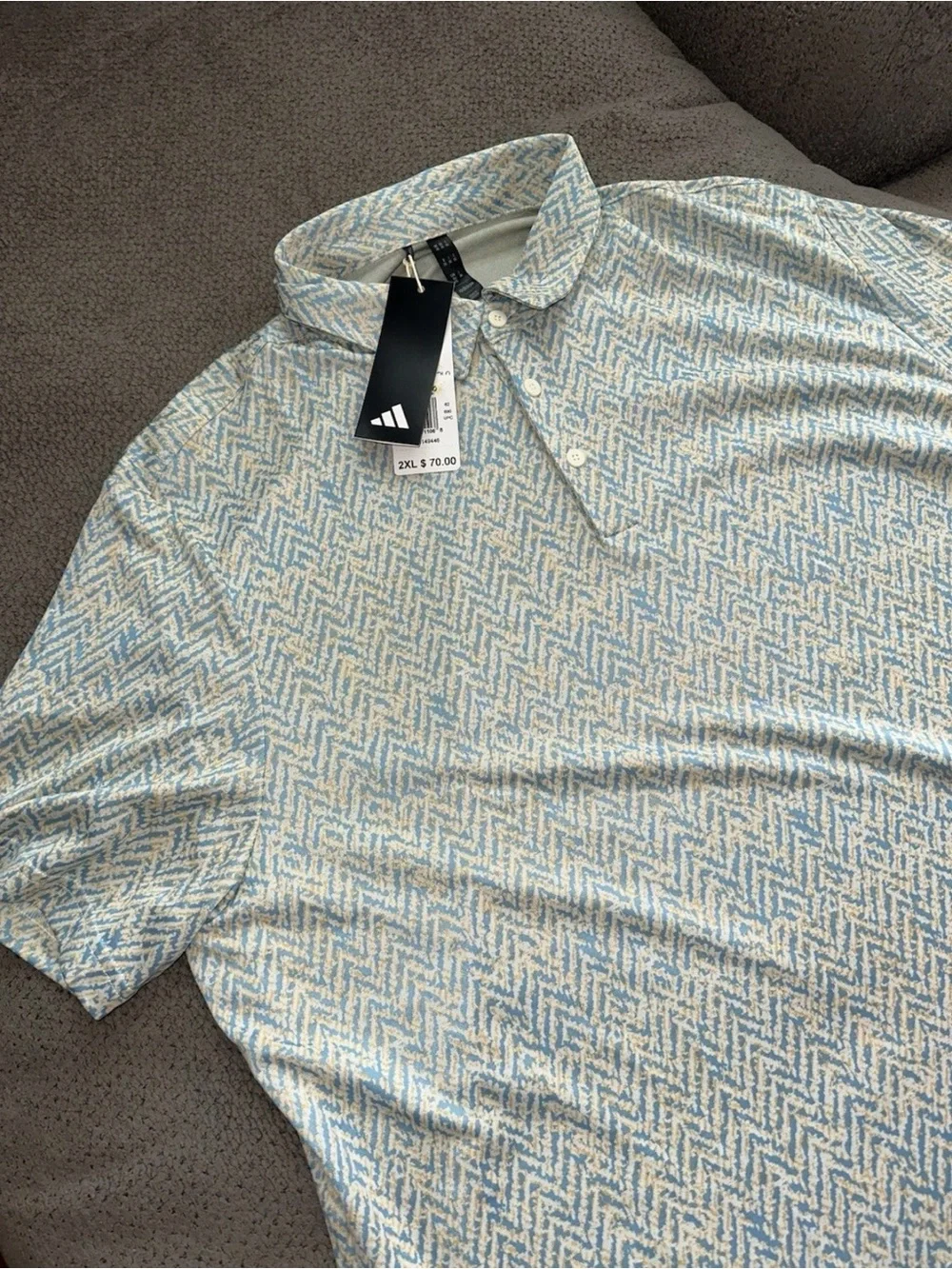 Adidas Golf Shirt Mens 2XL Semi Blue Burst Ultimate365 Fairway Jacquard Polo NWT